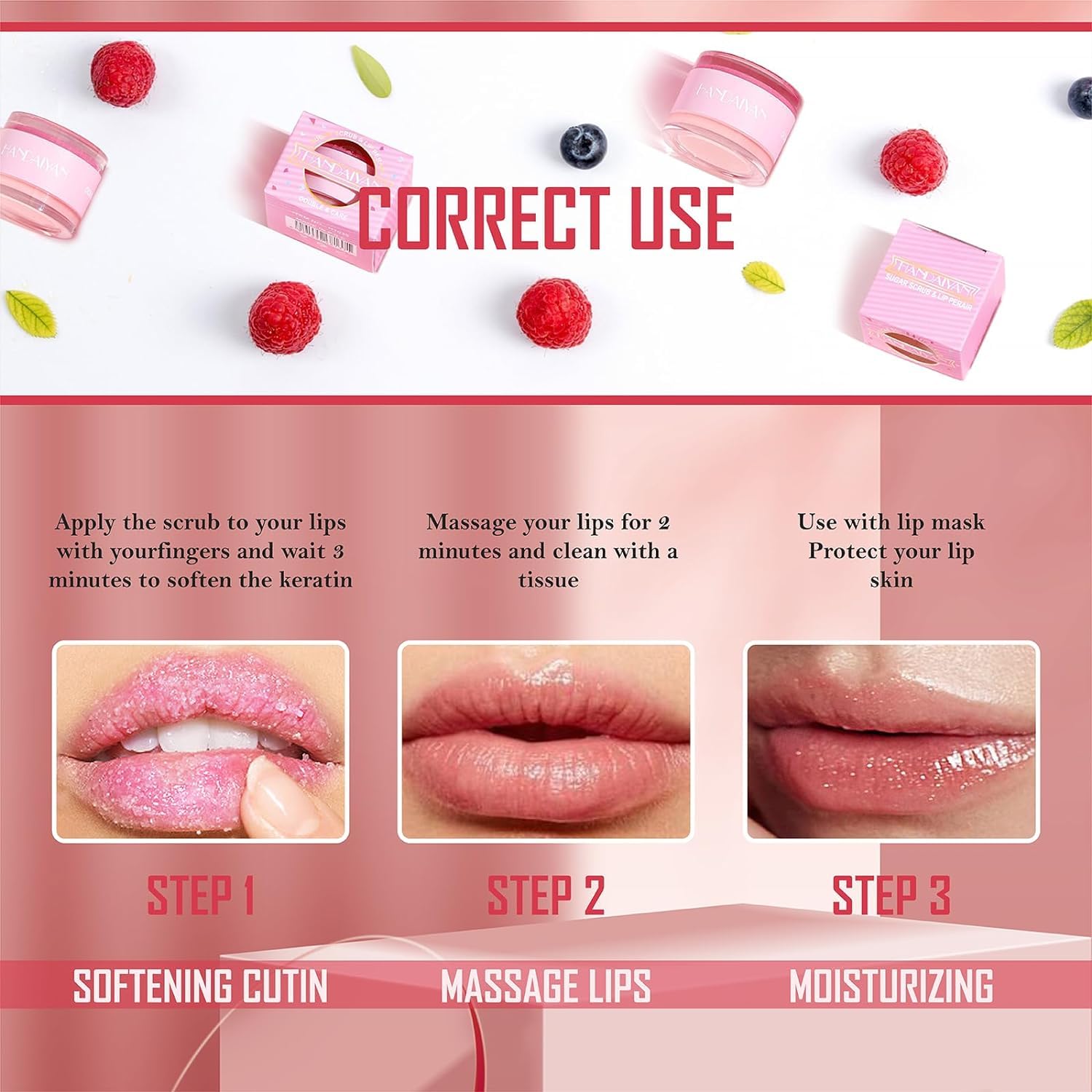 Handaiyan 2In1 Sugar Scrub & Lip Repair Mask [Set: Scrub 4g & Lip Mask 6g]	